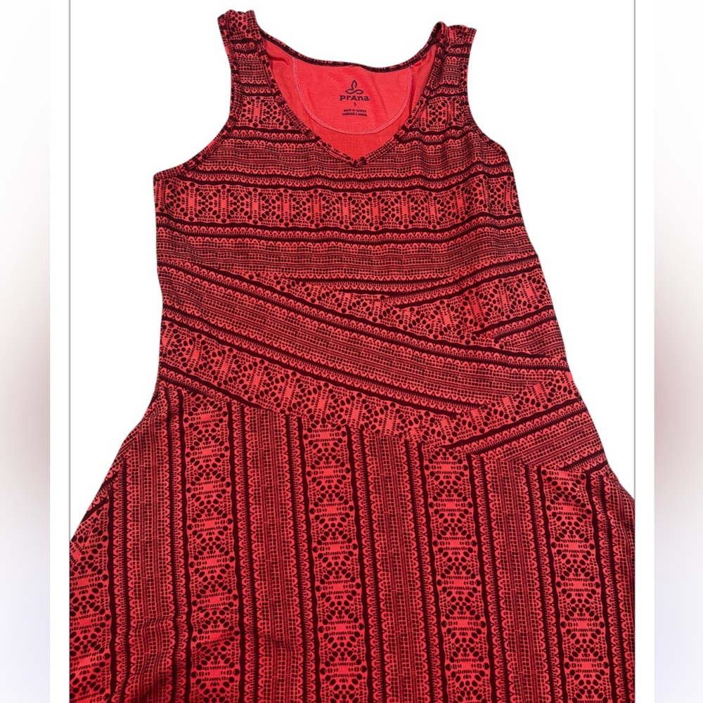 Prana Backless Red Patterned Dress - image 4